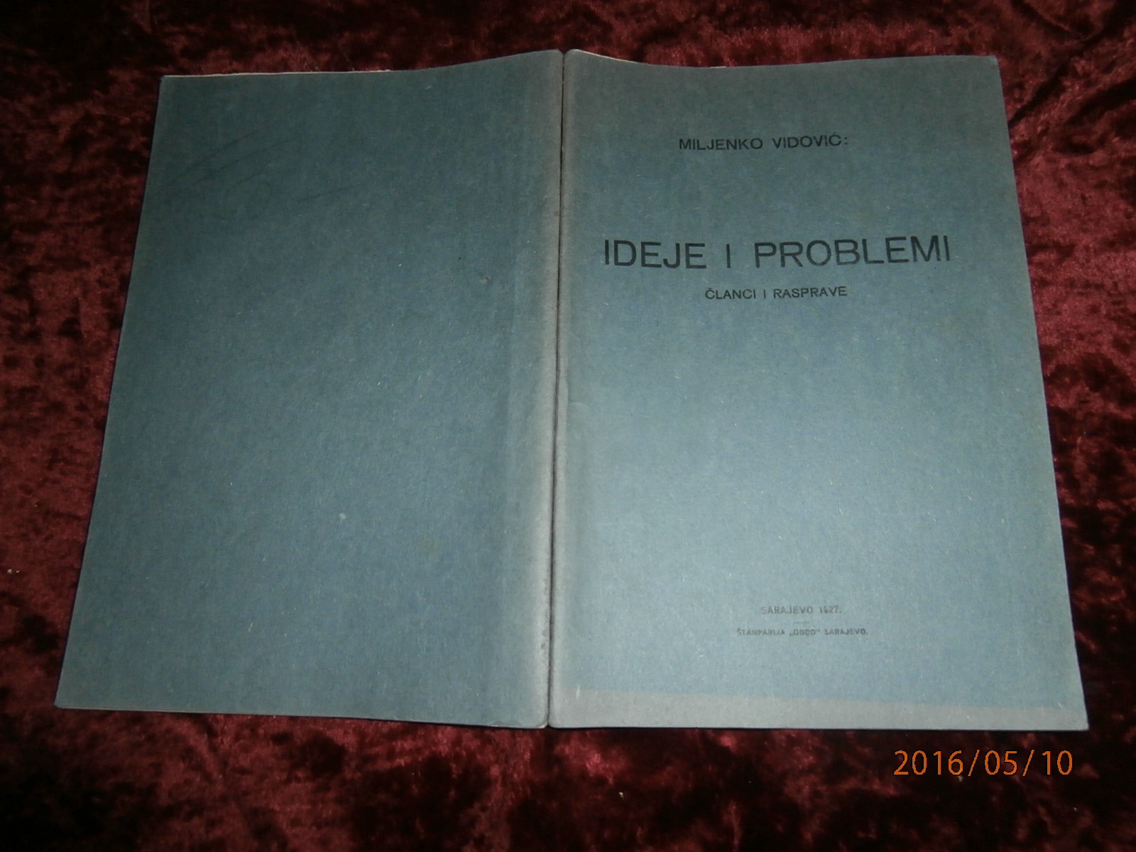 IDEJE I PROBLEMI — članci i rasprave (Sarajevo, 1927) — Miljenko Vidović, antikvarna knjiga