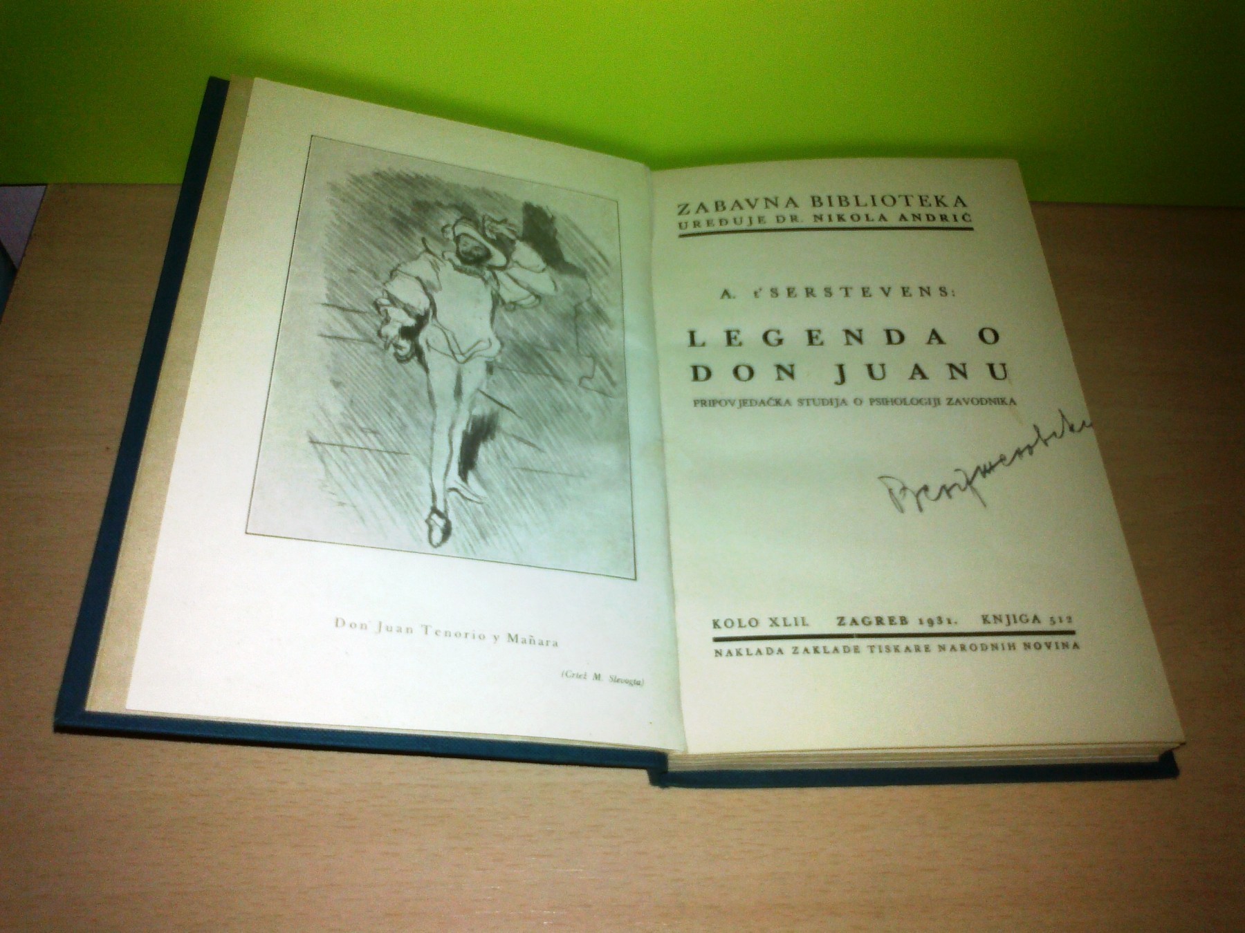 LEGENDA O DON JUANU — pripovjedačka studija o psihologiji zavodnika (Zabavna biblioteka 512, 1931) — A. t'Serstevens, antikvarna knjiga