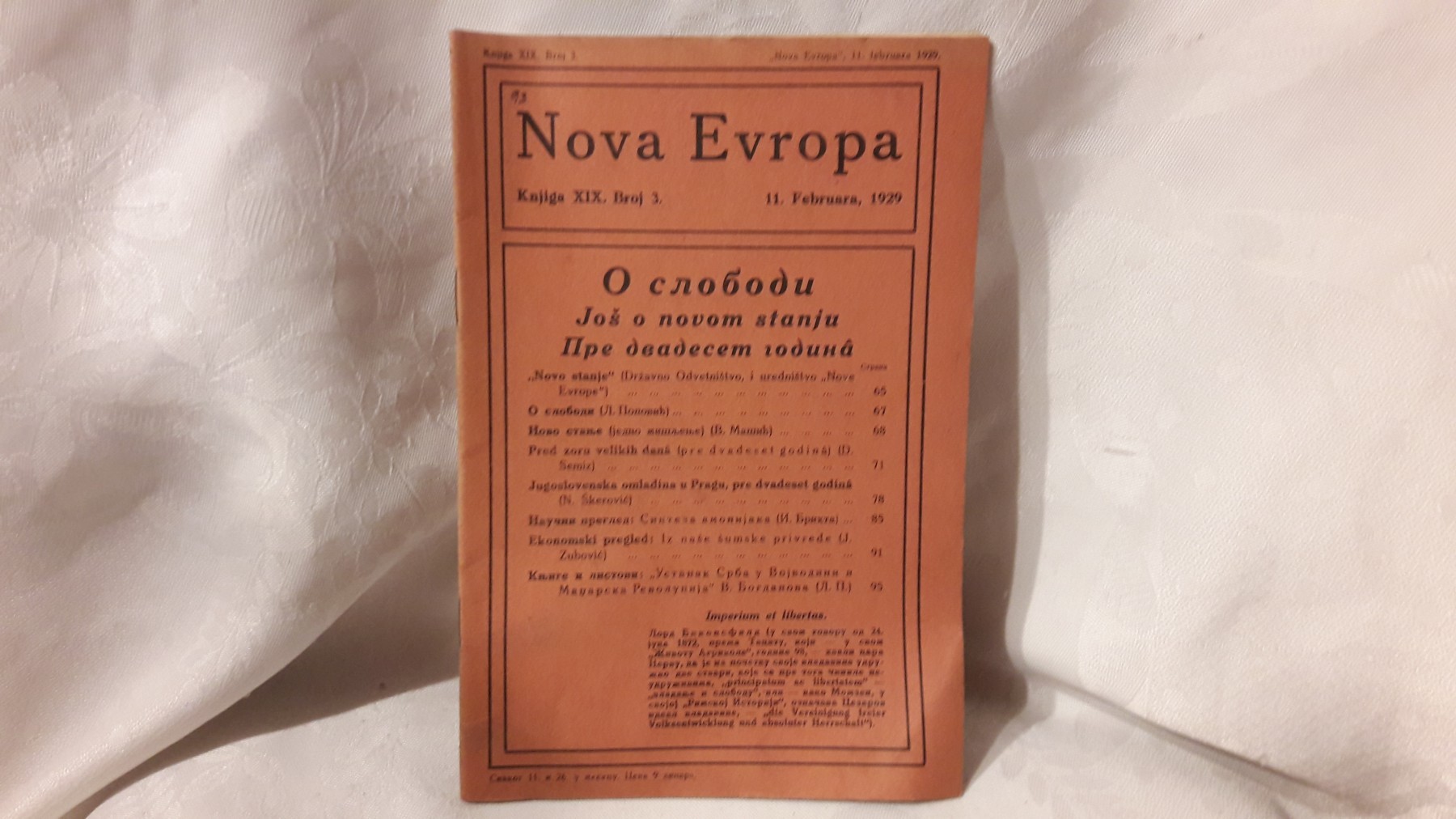 NOVA EVROPA — knjiga XIX, broj 3 (11. februar 1929) — Milan Ćurčin (urednik), antikvarna knjiga