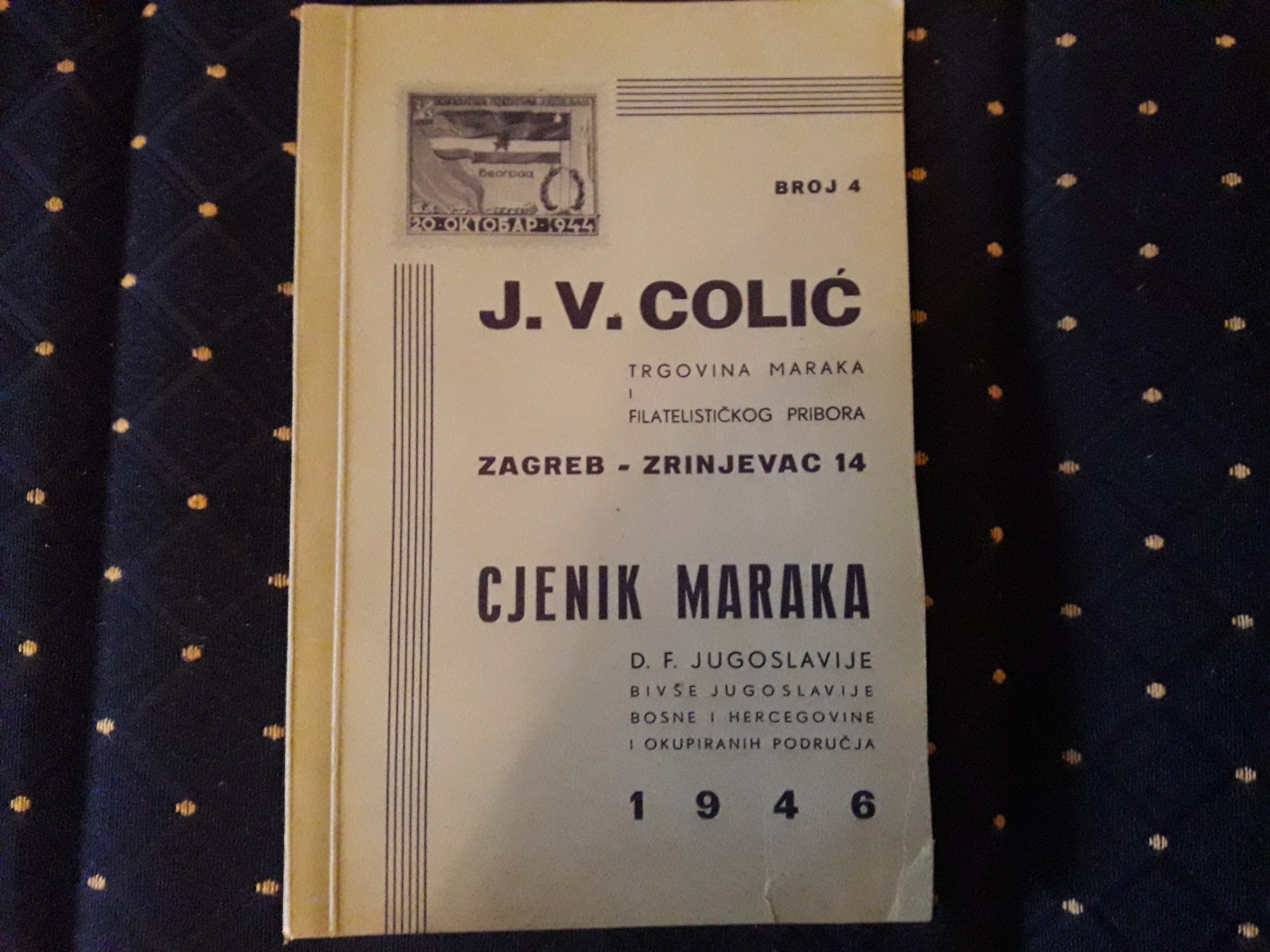 CJENIK MARAKA 1946 — DF Jugoslavija, bivša Jugoslavija, Bosna i Hercegovina, okupirana područja (J. V. Colić, Zagreb) — J. V. Colić, antikvarna knjiga