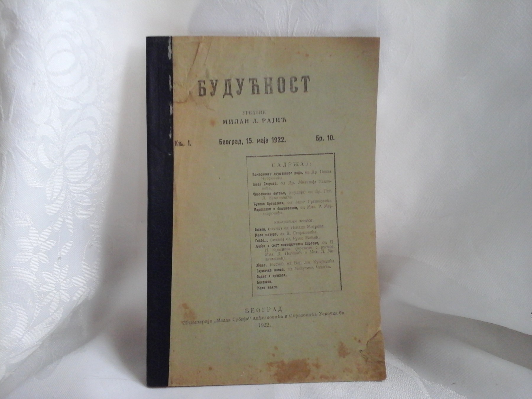 BUDUĆNOST, knjiga I, broj 10 (Beograd, 15. maj 1922) — urednik Milan L. Rajić — Urednik Milan L. Rajić, antikvarna knjiga
