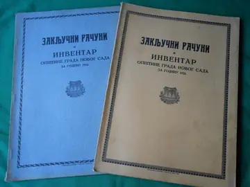 Zaključni računi i inventar opštine grada Novog Sada za 1931. i 1932. godinu (dve sveske), antikvarna knjiga