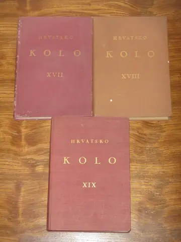 Hrvatsko kolo XVII, XVIII i XIX (1936, 1937, 1938) — komplet od tri knjige — Matica hrvatska — zbornik više pisaca, antikvarna knjiga