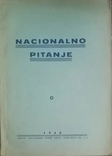 NACIONALNO PITANJE (Omladinski otsek Političkog odeljenja III armije, Vojna štamparija, 1946) — Političko odeljenje III jugoslovenske armije, antikvarna knjiga