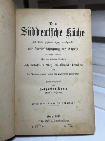 Die Süddeutsche Küche — južnonemačka kuhinja (1883), polovna knjiga